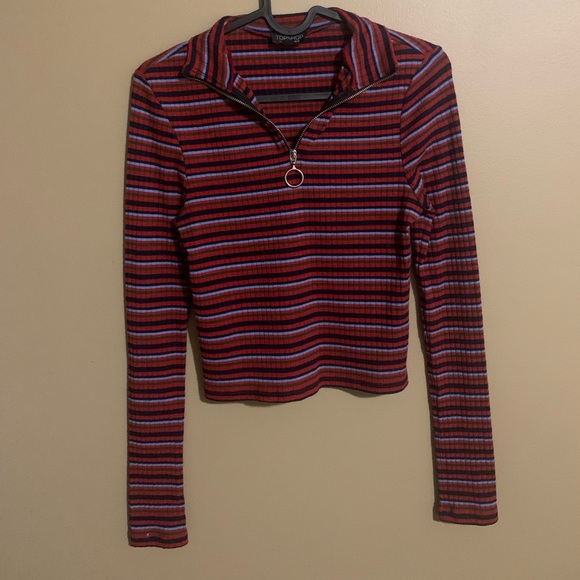 Top shop zipped funnel neck long sleeve - Picture 2 of 3